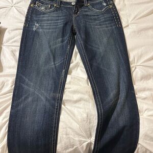 MEK Blue Boot Cut Jeans with Classic Fading